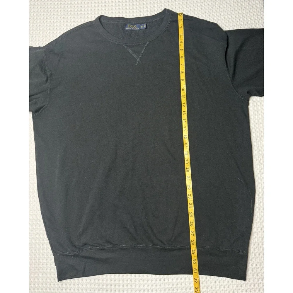 Polo Ralph Lauren Sweatshirt Men's XLT Black Fleece Crewneck Pullover Neon Pony